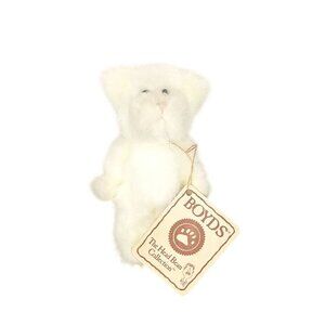 Boyds Plush White Mini Bear From The Head Bean Collection With Tags‎ Collectible